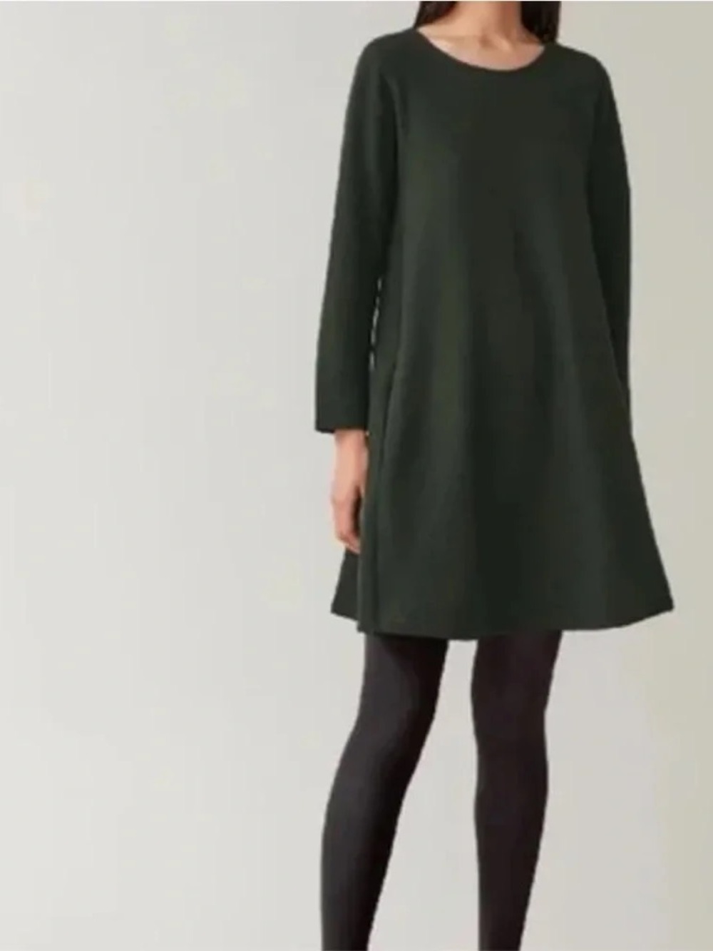 COS wool blend swing dress green XS